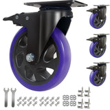 6 Inch Caster Wheels 3000lbs,Heavy Duty Casters Set of 4 with Brake, No Noise Polyurethane Swivel Caster Wheels for Cart,Furniture,Workbench(Free Screws & Spanners) Wieyunn