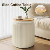 Round Ottoman with Storage Set of 2, White Vanity Stool, Upholstered Velvet Storage Ottomans, Makeup Chair Seat for Bedroom, Small Pouf Footstool for Living Room Recximi