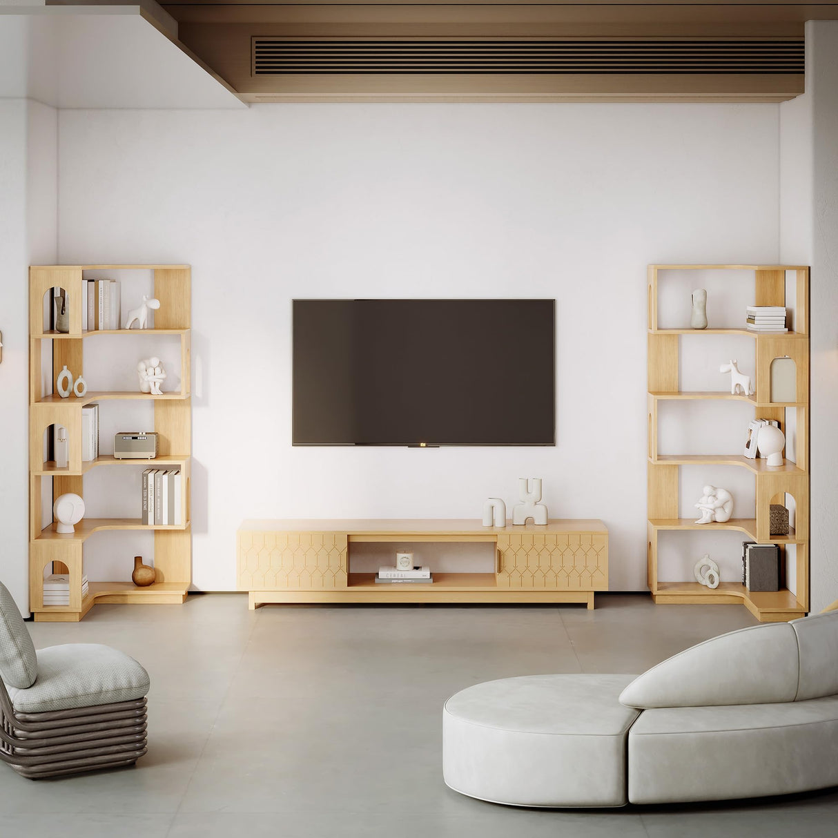 LIKEMET 6 Tier Corner Bookshelf, Tall L Shaped Bookcase, 68.5 Inches Wooden Corner Bookshelves with Arched Design, Freestanding Roomy Display Shelf Stand for Home Office LIKEMET