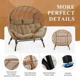 FINCATI Indoor Outdoor Double Egg Chair, 2 Person Oversized Wicker Rattan Stationary Lounge Chair with Legs, 680 lbs Loveseat Boho Egg Basket Chairs for Patio Garden Backyard Living Room Brown FINCATI