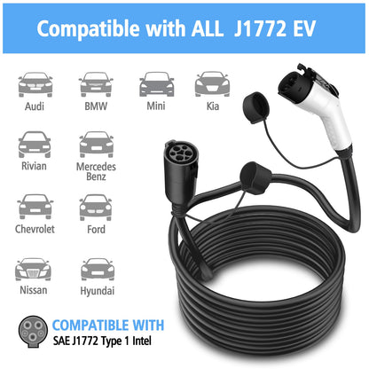 J1772 Extension Cable, 48A 20ft Ev Extension Cord Compatible with All SAE J1772 Chargers, Suitable for J1772 EVs/PHEVs, Level 1/ Level 2 EV Charger with Carrying Bag and Extension Cord Organi - WoodArtSupply