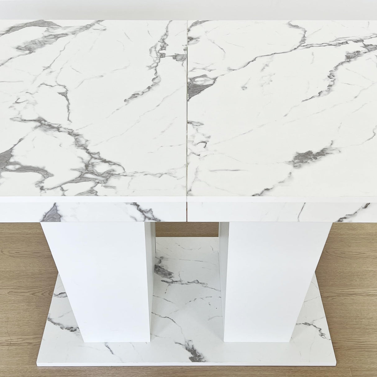 9 Piece Faux Marble Extendable Dining Table Set for 8, 78.74" White Expandable Dining Table Grey Velvet Chairs Set of 8, Wooden Expanding Kitchen Dining Room Table Set 8 TehRecBT