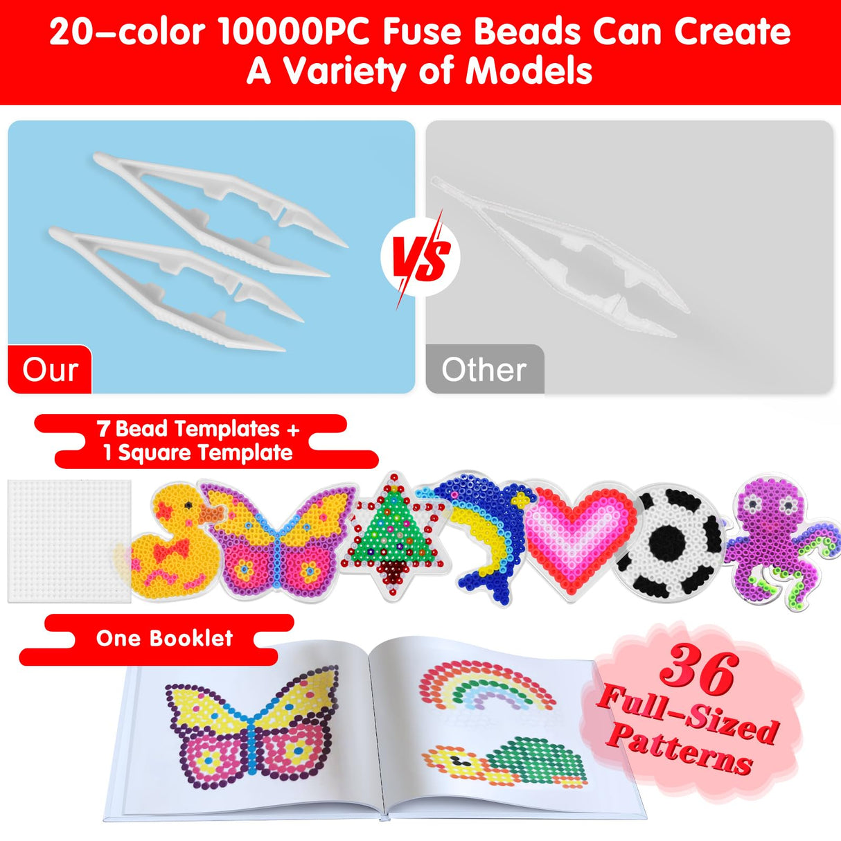 Fuse Beads Kit for Kids: 10000PC Melty Beads Set, 5MM Iron Melting Beads Craft Kit with 8 Pegboards,5 Ironing Paper and Accessories, Arts and Crafts Set Toys Gifts for Boys Girls Christmas Birthday LULUETPUE