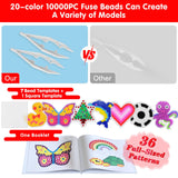 Fuse Beads Kit for Kids: 10000PC Melty Beads Set, 5MM Iron Melting Beads Craft Kit with 8 Pegboards,5 Ironing Paper and Accessories, Arts and Crafts Set Toys Gifts for Boys Girls Christmas Birthday LULUETPUE
