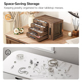 HOOBRO Jewelry Box for Women, Wooden Jewelry Organizer with Transparent Window, 4-Layer Jewelry Organizer Box, Jewelry Holder Organizer for Earrings, Necklaces, Rings, Walnut and Black BH09JB04 HOOBRO