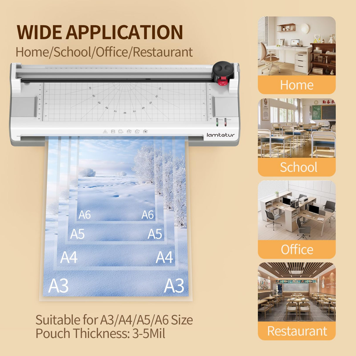 Laminator Machine 11X17 with 70Letter Size Laminating Sheets for A3/A4,13Inch Wide Thermal Hot&Cold 2Roller Lamination Laminated 3-5mil for Office Home School Teacher,with Paper Cutter,Corner Rounder lamtetur