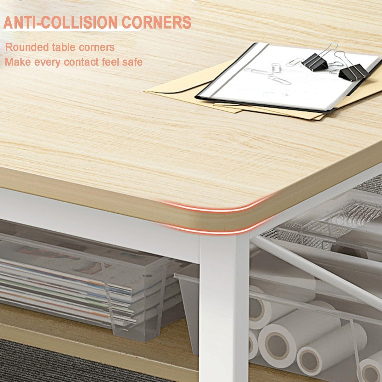 jianghinice Double Desk for Two People, 47 Inch Two Person Desk - Double Computer Desk with Partition and Storage Shelves, Long Office Writing Table Computer Workstation for Home Office (White) jianghinice