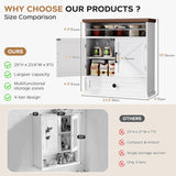 Bathroom Wall Cabinet, Farmhouse Wall Mounted Medicine Cabinet with Drawer, Barn Doors and Adjustable Shelf, 25"H x 23.6"W x 9"D White Over Toilet Storage Cabinet for Kitchen, Laundry Room, Entryway Viroformo