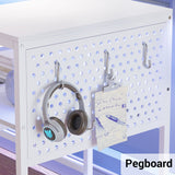 SEDETA Reversible L Shaped Gaming Desk with Power Outlets, LED Strip, Monitor Shelf, and Ample Storage in White SEDETA