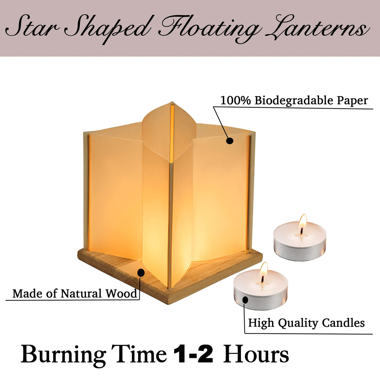 FuHigh 10Pack 6”Paper Floating Candle Lantern,Wooden Water Lanterns with Candles,Outdoor Patio Decor for Pool Parties,Wedding,Memorials,Garden (10Lanterns with Candles) FuHigh