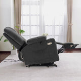 MCombo Power Lift Recliner Chair for Elderly, Lift Chair with Heat and Massage, USB Ports, Cup Holders, Faux Leather 7519 (Medium, Dark Grey) MCombo
