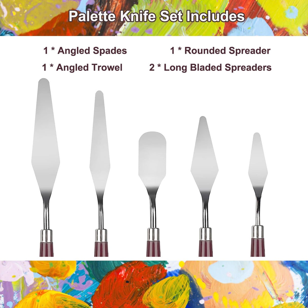 LIERFIS 11 Pcs Palette Knife Set, 5 Pcs Stainless Steel Palette Knives and 6 Pcs Plastic Scrapers, Painting Accessories for Oil Acrylic Canvas Painting Color Mixing Thick Paint Applications (Purple) LIERFIS