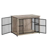 Feandrea Dog Crate Furniture, 38.6" Side End Table, Modern Kennel for Dogs Indoor up to 70 lb, Heavy-Duty Dog Cage with Enclosed Base, Double-Door Dog House, Heather Greige UPFC023G01 Feandrea