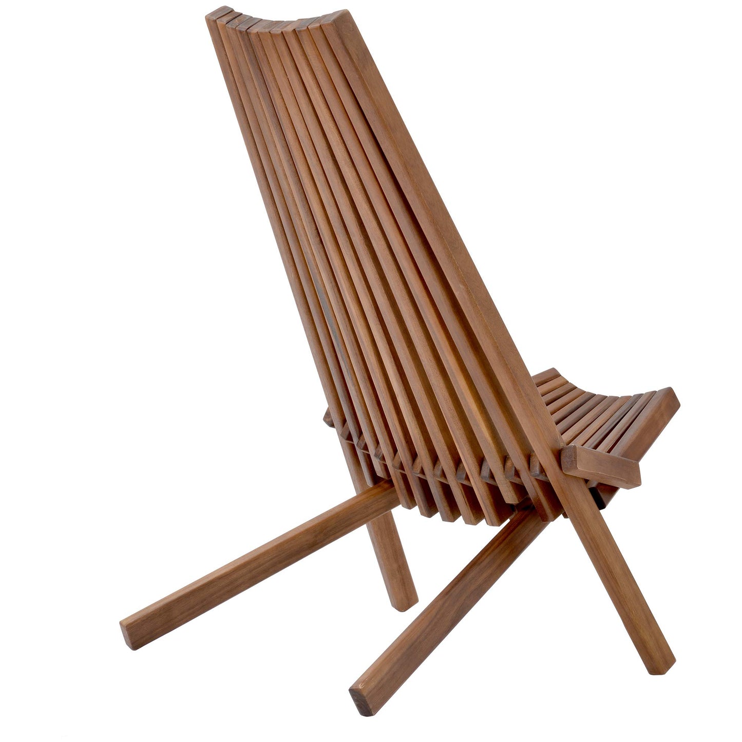 Knocbel Folding Chair, Wooden Low Profile Lounge Chair, Outdoor Patio for Solid Acacia Wood Porch Deck Lawn Garden Adirondark Chairs, Fully Assembled, 21.6" W x 30" D x 32.2" H