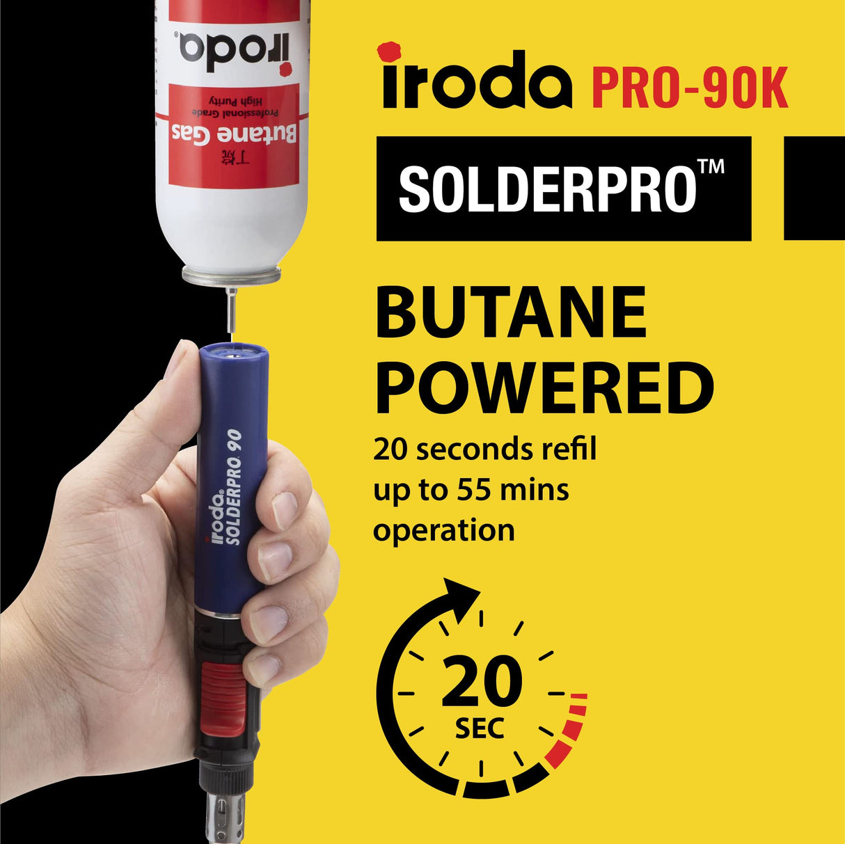 IRODA SOLDERPRO Butane Soldering Iron Kit Multi-Purpose 3-in-1 25-80W Pro Cordless Soldering Iron Box Set - Self-Igniting & Adjustable Flame, DIY Gift - Taiwan (90K) Iroda