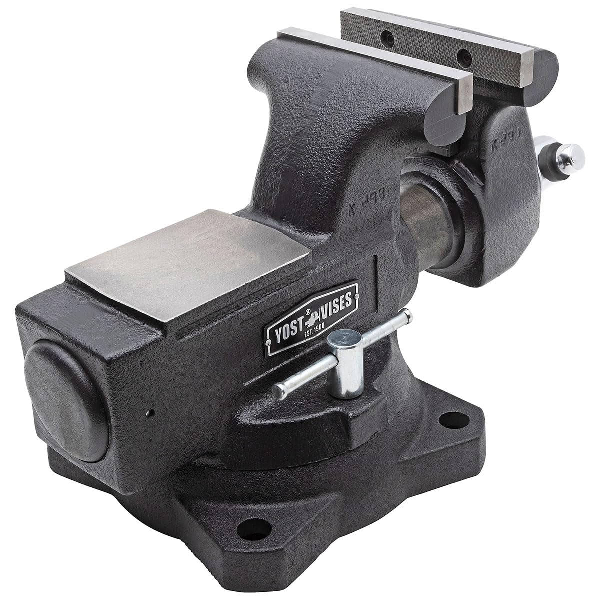 Yost HD550-C Heavy Duty 5-1/2 Inch Mechanics Work Bench Vise | Heavy Duty Woodworking & Metal Work Table with Secure Grip Swivel Base | 60,000 PSI Casting Iron Material with Extra-large Anvil Surface Yost Tools