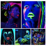 Glow in The Dark Powder Pigment with Flashlight, 120g Luminous Powder Dye Set, 20 g/0.7oz Each, Neutral and Fluorescent Colors for Various Activities, Evening Parties, Halloween, Nail Art, Crafts SEISSO