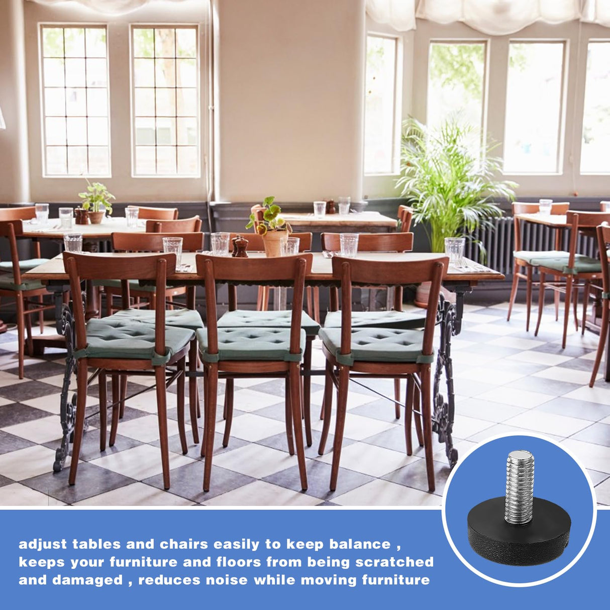 DSLSQD 12 Pack Furniture Leveling Feet Adjustable Furniture Feet Table Legs Heavy Duty Leveling Feet Screw on Furniture Levelers for Table Cabinets Chairs Bar Stool Desk Dresser Wood Legs (M6) DSLSQD