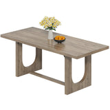 DWVO Dining Room Table for 6-8 People 70.86" Large Rectangle Dining Table Farmhouse Kitchen Table with Heavy Duty Wooden Base Rustic Dinner Table for Apartment Living Room Grey Oak DWVO