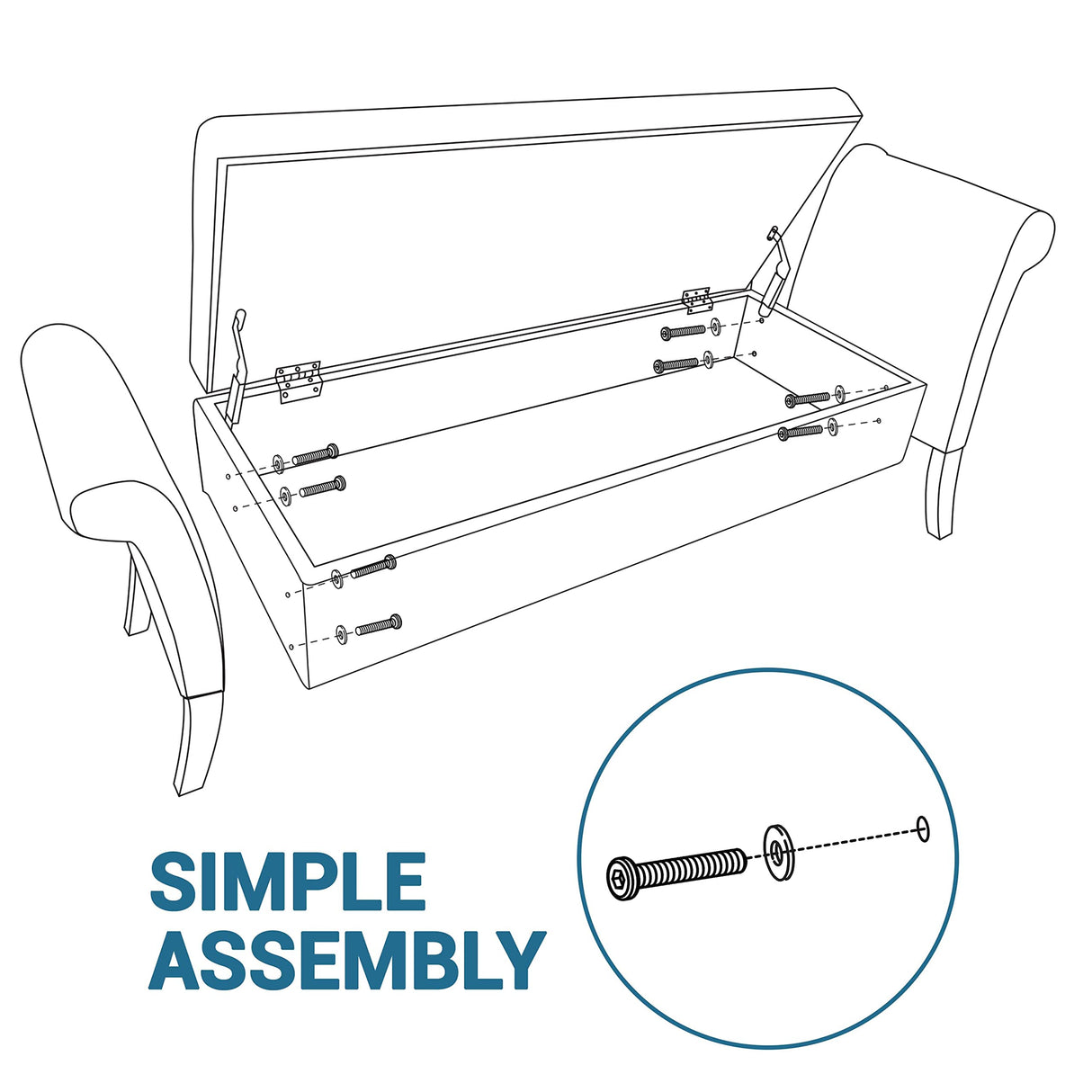 Yaheetech 52in Ottoman Bench Folding Storage Tufted Fabric Entryway with Arms Footstool Large Foot Rest Seat Rolled Cushioned Fresh White Yaheetech