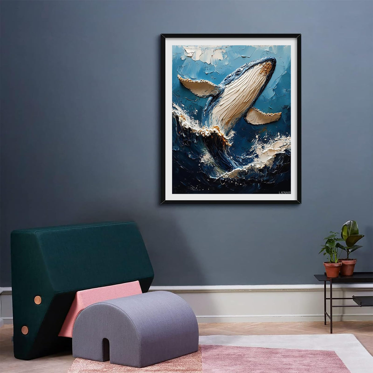 LAENAKR Paint by Number for Adults, Whales Breaching Ocean Waves, Oil Painting for Beginner Students, DIY Acrylic Painting Kit for Room Decor Gift 16x20 Inch LAENAKR