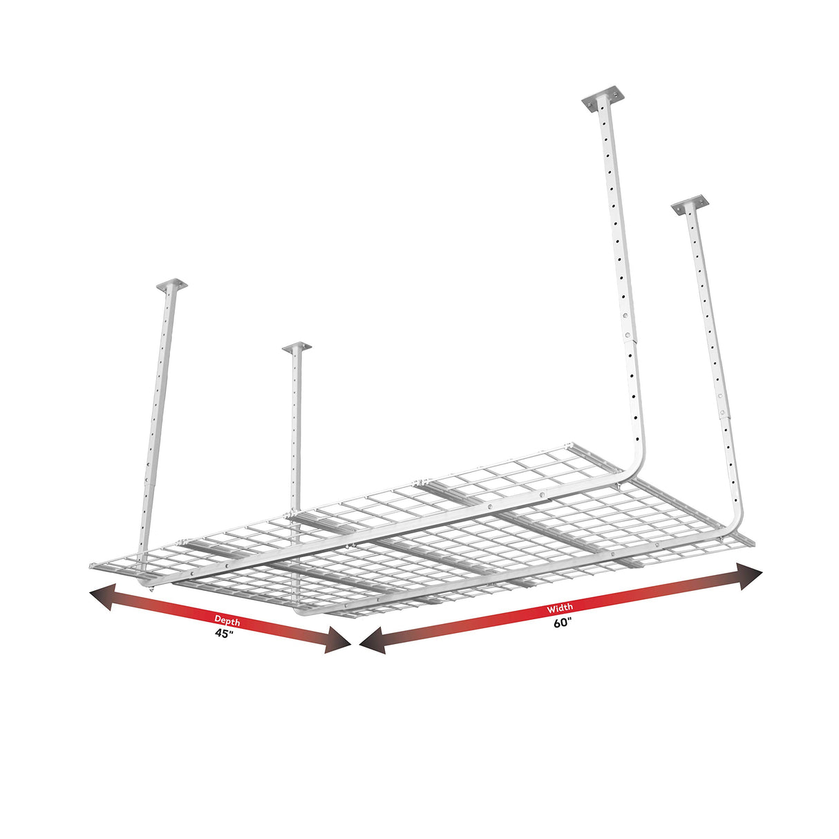 HyLoft Overhead Garage Storage Rack, Adjustable Ceiling Storage for Garage, Heavy Duty Steel Garage Storage System, 60-Inch x 45-Inch, White HyLoft