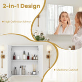 Tangkula Mirrored Medicine Cabinet, Bathroom Wall Hanging Cabinet with Double Mirrored Doors & Adjustable Shelf, Wall-Mounted Bathroom Storage Organizer, White, 24.5 x 4.5 x 25.5 Inches Tangkula