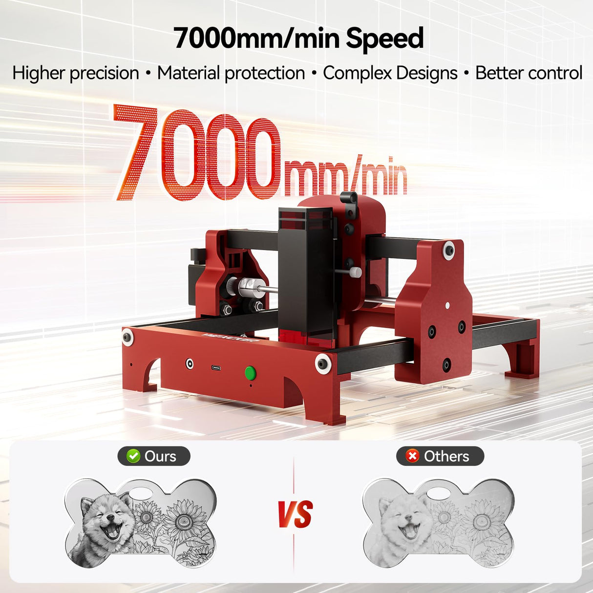 Mini Laser Engraving Machine, Woxcker S1 1.6W Portable Laser Engraver No Need Installation 130mm x 130mm Bed Size 0.05 Laser Spot for DIY, Pager, Wood, Acrylic, Leather, Leaf, Beginner-Friendly Woxcker