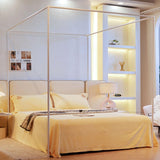 AIKASY Premium Canopy Bed Frame Post for King Size Beds, Enhanced Metal Poles, Four Corner Bed Brackets, Ideal for Metal and Wood Bed Frames, Bedroom Decor Upgrade （White, King） AIKASY