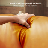 koorlian 73 inch Loveseat Sofa, Mid Century Modern Couch, Orange Fabric Sofa with Soft Comfy Cushion, Orange koorlian