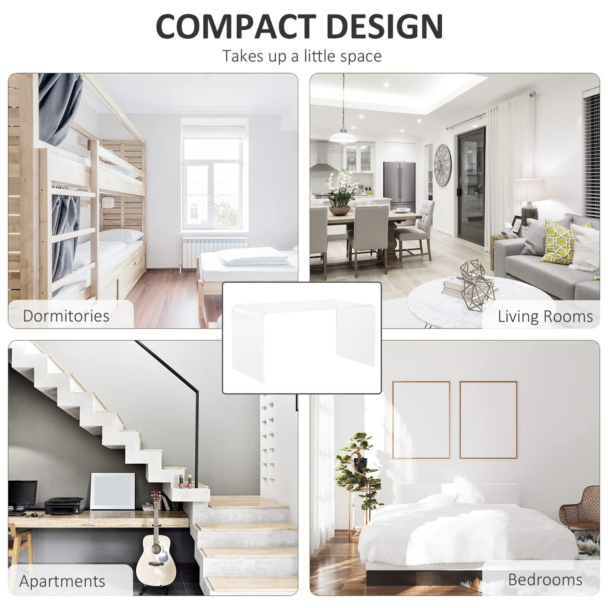 HOMCOM 32" Long Rectangle All Acrylic 15mm Thick Waterfall Coffee Table, Clear HOMCOM