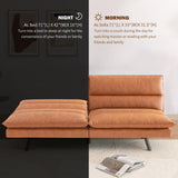 Hcore Convertible Armless Futon Sofa Bed,Faux Leather Futon Couch,Memory Foam Modern Loveseat Couch,Sleeper Sofa Bed Small Splitback for Small Spaces,Living Room,Office,RV,Apartment,Brown Hcore