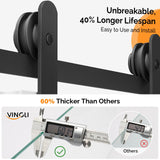 VINGLI 36in x 84in Glass Barn Door with 6.6ft Sliding Barn Door Hardware Kit &Handles, Pre-Drilled Holes Easy Assembly Solid Wood Slab White Sliding Door VINGLI