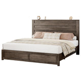 Albott Rustic Grey King Size Wood Platform Bed Frame with Slatted Headboard and No Box Spring Needed Albott