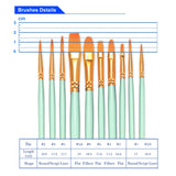 BOSOBO Paint Brushes Set, 2 Pack 20 Pcs Round Pointed Tip Paintbrushes Nylon Hair Artist Acrylic Paint Brushes for Acrylic Oil Watercolor, Face Nail Art, Miniature Detailing & Rock Painting, Green BOSOBO