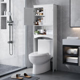 Bealife Over The Toilet Storage Cabinet with Open Shelf, Organizer with Adjustable Shelf and Double Doors,Over The Toilet Storage Shelf Free Standing- White Bealife