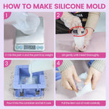 Vivresina Silicone Mold Making Kit 34 OZ with Mold Housing, 15A Super Elastic Liquid Platinum Rubber Translucent Clear for Fidget Pad Resin Molds Silicone Molds Vivresina