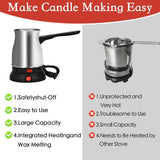 TOKPELA Wax Melter for Candle Making, Stainless Steel Electric Candle Wax Melter, Double Pouring Spout Candle Wax Melting Pot with 51IN Cord and Hot Plate, Candle Making Pot Kit for Beginners TOKPELA