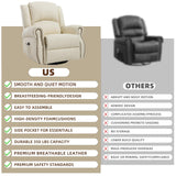PELUMY Breathable Leather Recliner Chair with Heat Massage, 360° Swivel Rocking Recliner, Manual Glider Chair with Vibrating Massage for Living Room, Nursery (Beige) PELUMY