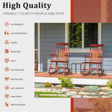 VINGLI Solid Wooden Rocking Chair, Outdoor Rocking Chair with Higher Backrest, Patio Rocker with Comfortable Seat, All Weather Rocking Chair for Garden, Yard, Balcony, Brown VINGLI