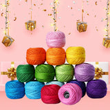 Soft 1500Y 15 Pearl Balls Cardinal Size 8 Rainbow Colors for Crochet Hardanger Cross Stitch Needlepoint Hand Embroidery LE PAON