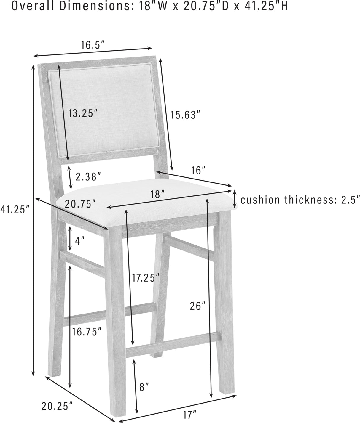 Crosley Furniture Joanna Farmhouse Upholstered Wood Counter Height Bar Stools Set of 2 for Kitchen Island, Rustic Brown/Creme Crosley Furniture