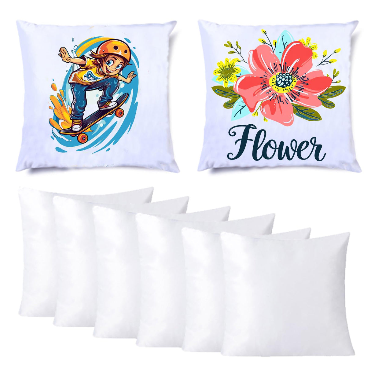 CALCA 10Pcs Plain White Sublimation Blank Pillow Case Covers Decorative Pillowcase Cushion Cover with Concealed Zippers for Heat Press and DTF Printing CALCA