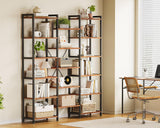 Casaottima Triple 6 Tier Bookshelf, Large Bookcase with 17 Open Display Shelves, Modern Industrial Book Shelves Book Case for Bedroom, Wide Standing Shelving Unit for Living Room Home Office, Vintage Casaottima