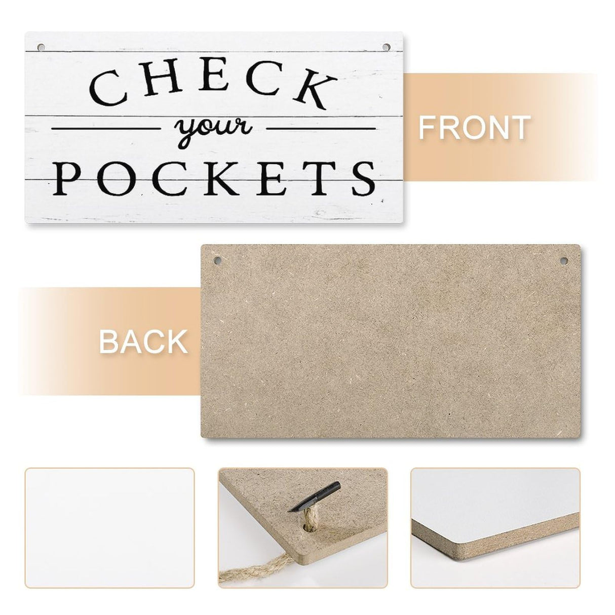 Check Your Pockets Home Decor Utility Room Laundry Room Decor Funny signs farmhouse gift wooden hanging sign rustic wall art home decor 6x12 inch Compladeta