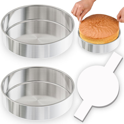 8 Inch Round Cake Pans Set of 2, Nonstick Stainless Steel Baking Pans Set with 100PCS Parchment Papers, Durable Birthday Christmas Circle Layer Cake Pans, Cake Pans Sets for Baking, Dishwasher Safe