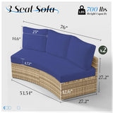 LUXOAK Patio Furniture Sets, 6 Piece Half-Moon Sectional Round Sofa Set, Outdoor Patio Furniture with Cushions for Beach, Pool, Balcony, Blue LUXOAK