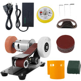 Mini Belt Sander 7 Adjustable Speed Knife Polishing Knife Sharpener Kit 15 Degree Belt Grinder Small Bench Grinder Kit Power Belt Sanders for DIY Wood Metal Working KarHoeGern