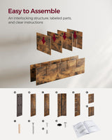 VASAGLE Shoe Bench with Cushion, Storage Bench with Padded Seat, Entryway Bench with 15 Compartments, for Bedroom, 11.8 x 41.3 x 18.9 Inches, Rustic Brown and Chestnut Brown ULHS15BX VASAGLE