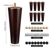 Ruisita 8 Pieces Furniture Couch Legs 6 Inch Round Solid Wood Sofa Legs Natural Wooden Couch Legs Replacement Legs for Armchair, Cabinet, Chair, Footstool, Mid Century Modern Dresser, Brown Ruisita